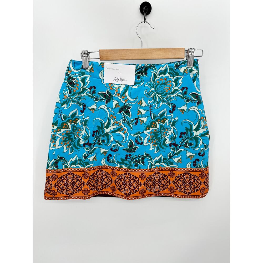 Lady Hagen Skort Women 2 NWT Blue Floral Print Tennis Pickleball Golf Preppy